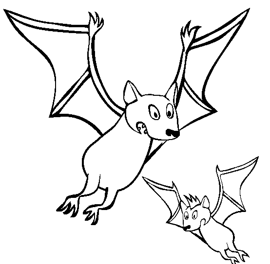 Kolorowanka dwa nietoperze straszą w Halloween